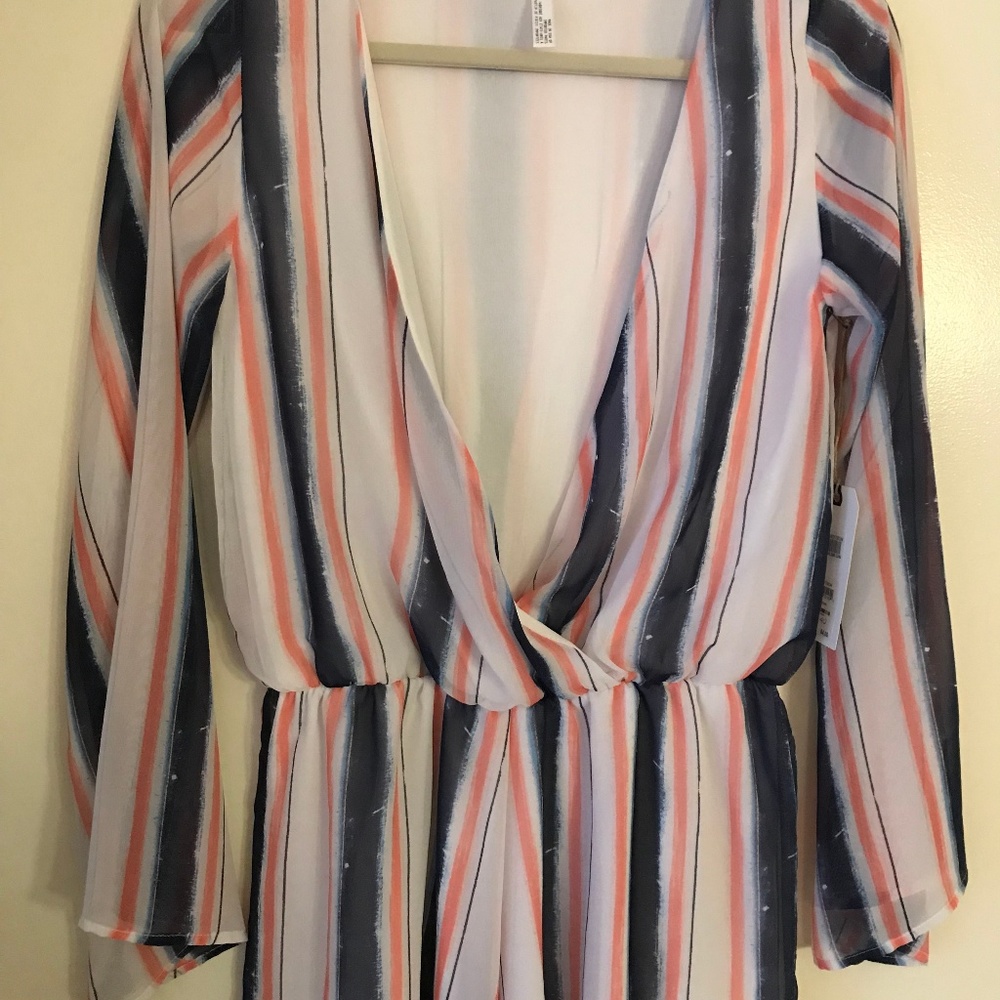 Leith Long Sleeve Striped Romper - Picture 4 of 5